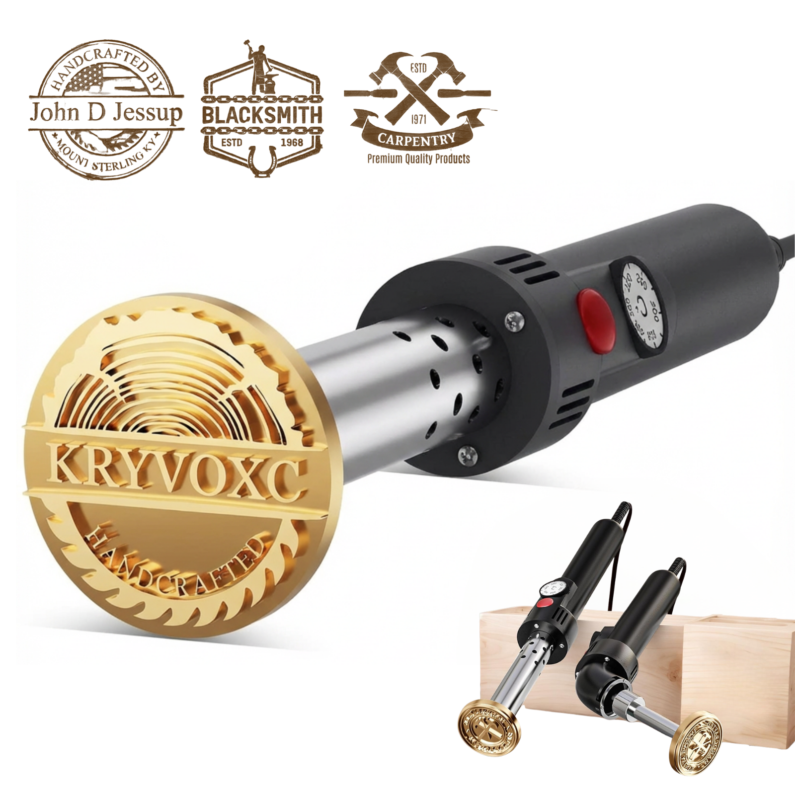 Custom Electric Branding Iron with Stand, Personalized Logo Metal Stamp for Wood Leather Food, Temperature Controlled Branding Tool for DIY Makers, Woodworking Craft Gift