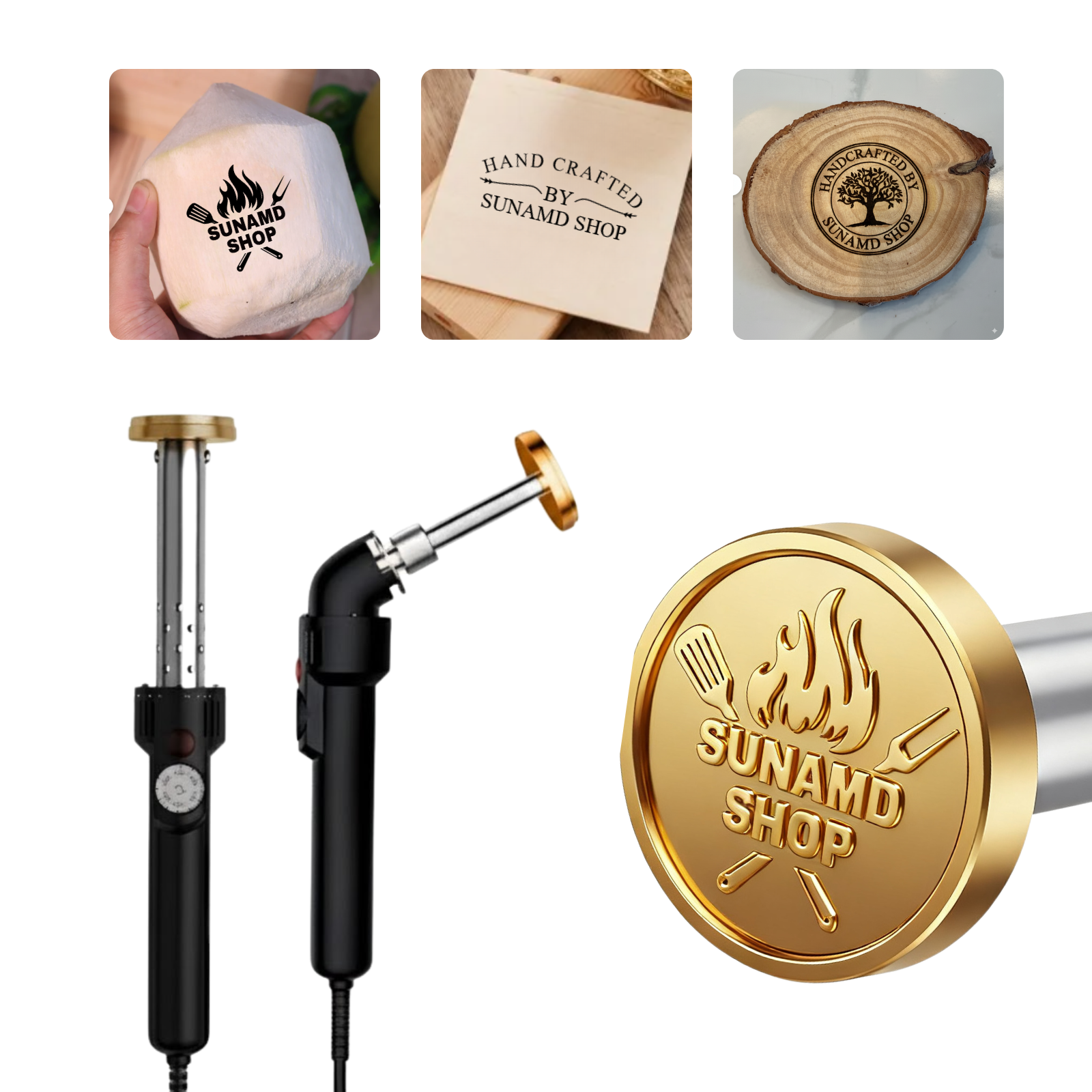 Personalized Electric Branding Iron for Wood, Temperature-Controlled Monogram Logo Stamp, Custom Leather Stamps, Handmade Design Weddings Stamper, Customized Woodworking Burning Tool with Letters