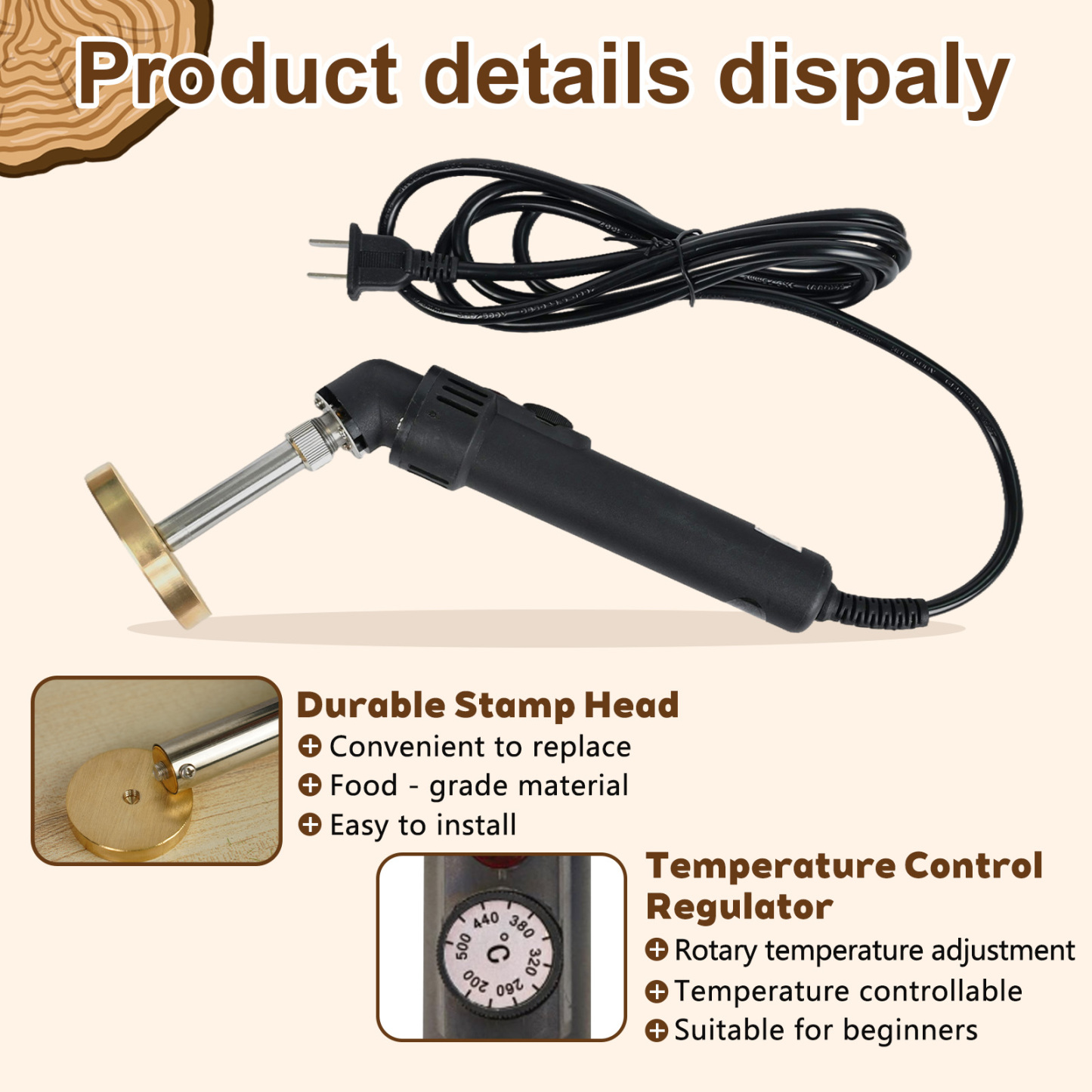 Custom Electric Branding Iron for Wood, Adjustable Temperature Controlled Branding Iron, Wood Burning Stamp, Personalized Logo Metal Branding Iron for Leather Burger, DIY Woodworking Tools