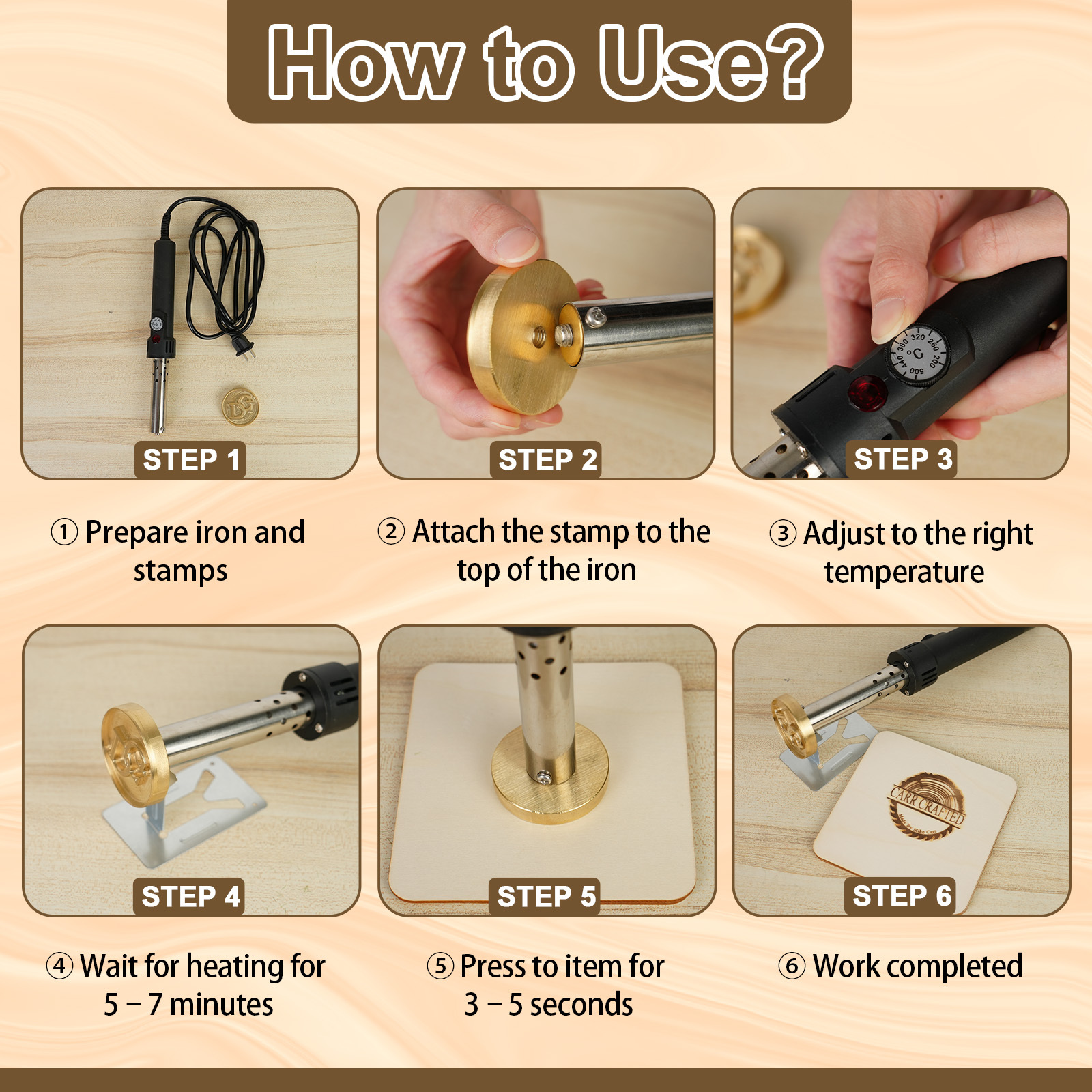 Personalised Electric Branding Iron for Wood,Leather & Wood Burning Stamp, Adjustable Temperature, Wood Burning Metal Stamp, Custom Logo Wood Branding Tool, Gift for Woodworkers