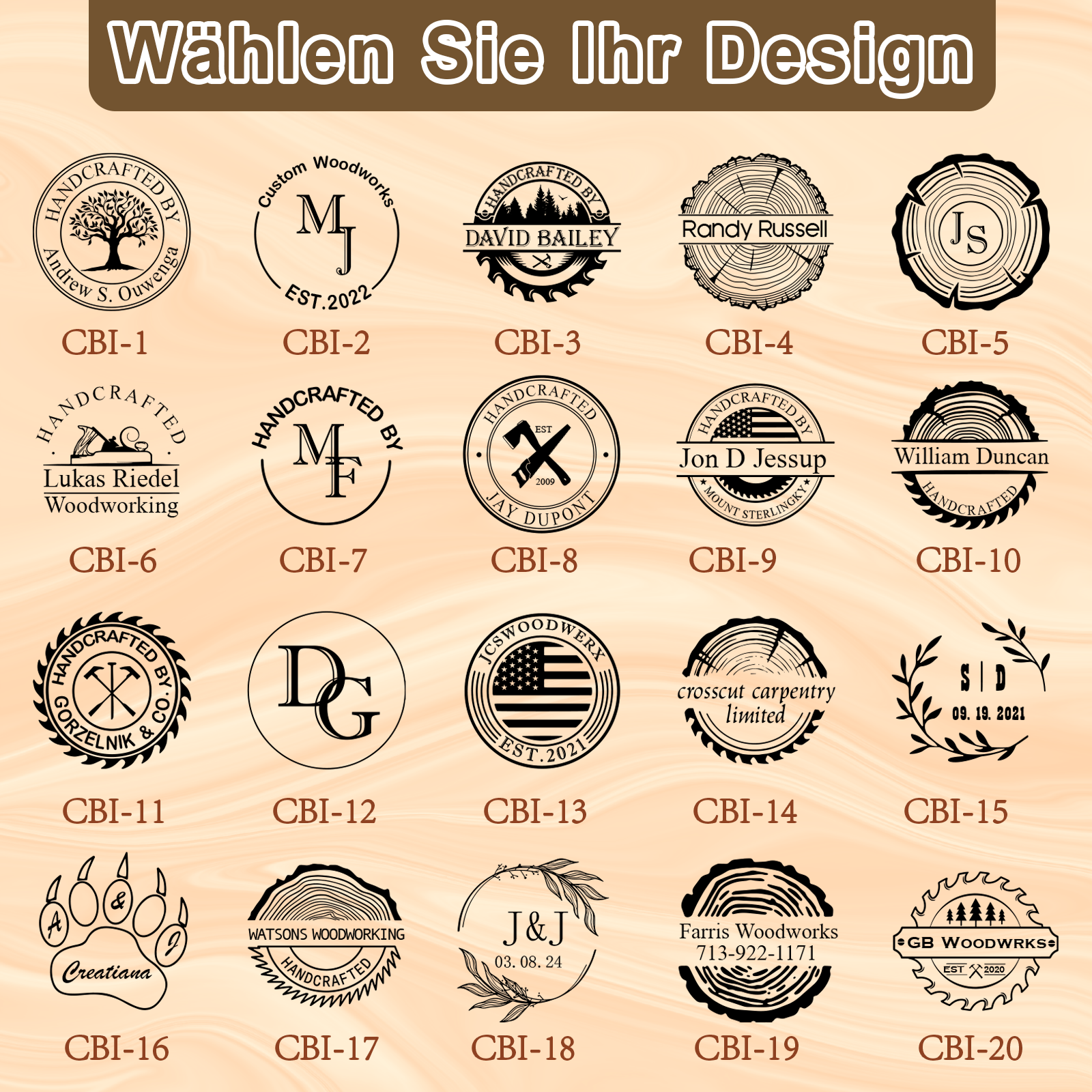 Elektrisches personalisiertes Brandeisen für Holz mit Logo, Messing Brennstempel mit Temperaturregelung, für Leder und Holzarbeiten, Branding Tool für Handwerk und DIY