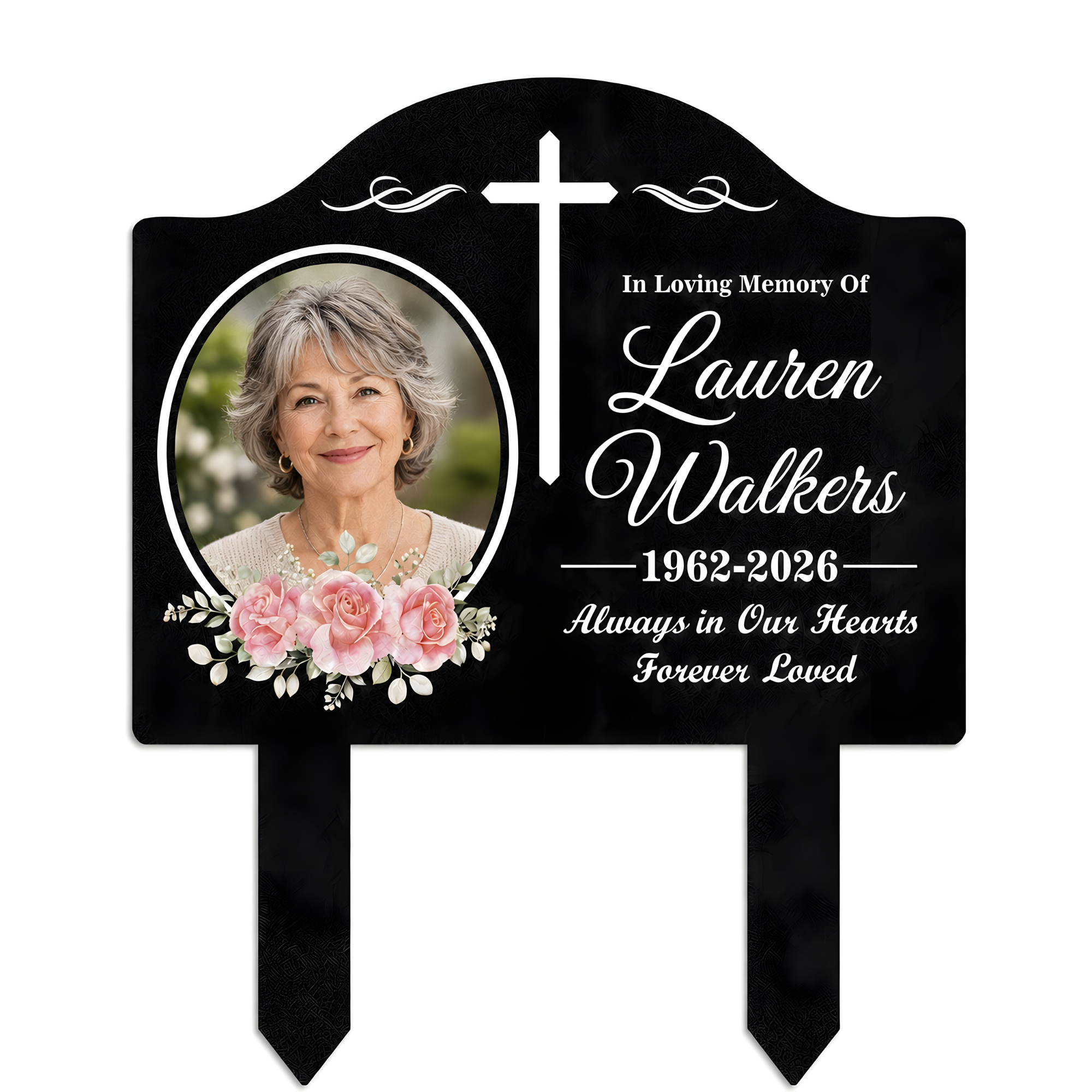 Personalized Photo Grave Marker for Cemetery, Custom Name Metal Memorial Stake with Date, Dove In Loving Memory Outdoor Memorial Plaque, Cemetery Decor for Remembrance