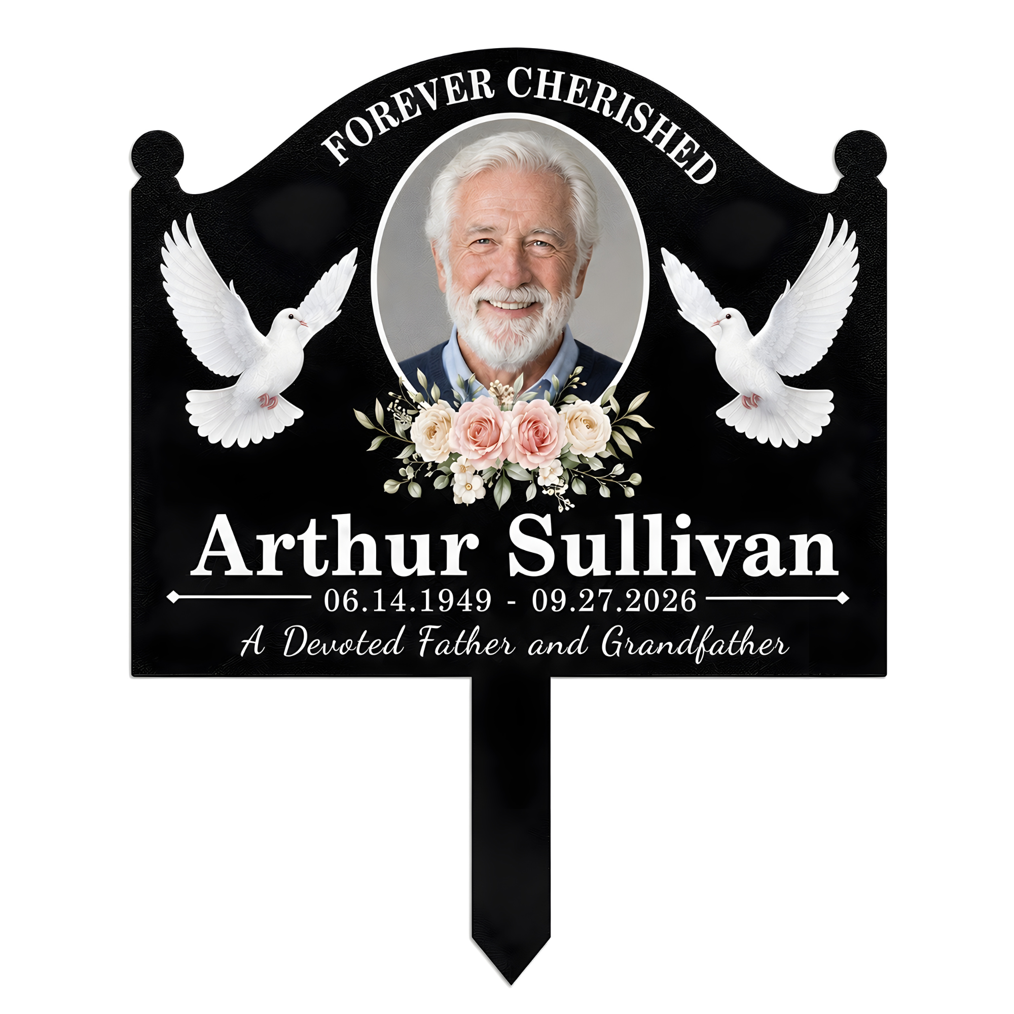 Personalized Photo Grave Marker for Cemetery, Custom Name Metal Memorial Stake with Date, Dove In Loving Memory Outdoor Memorial Plaque, Cemetery Decor for Remembrance