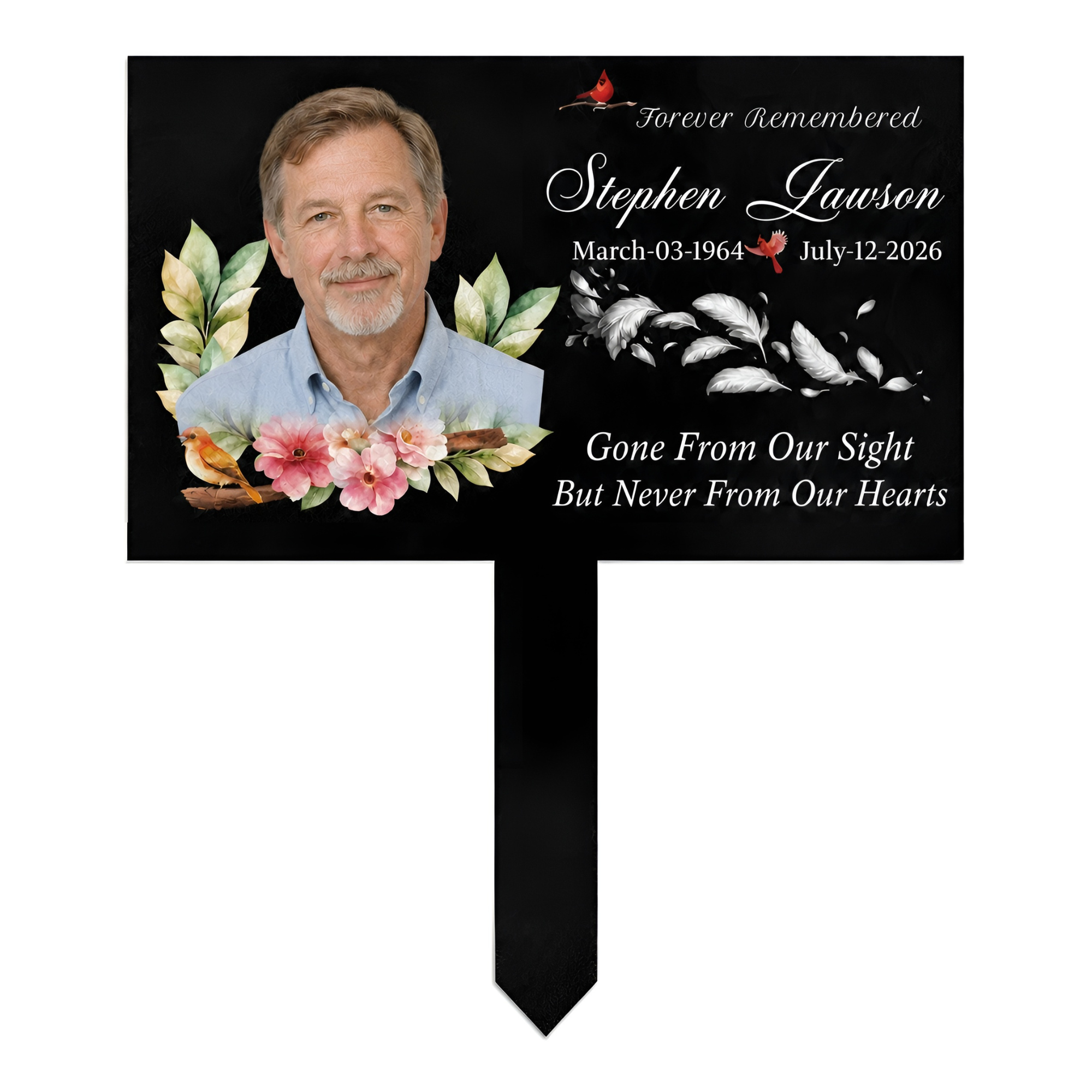 Personalized Photo Grave Marker for Cemetery, Custom Name Metal Memorial Stake with Date, Dove In Loving Memory Outdoor Memorial Plaque, Cemetery Decor for Remembrance
