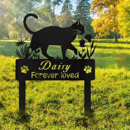 Personalized Pet Memorial Garden Stake, Custom Cat Headstone for Outdoor Decor | Memorial Plaque for Lost Pets-MetalsignX