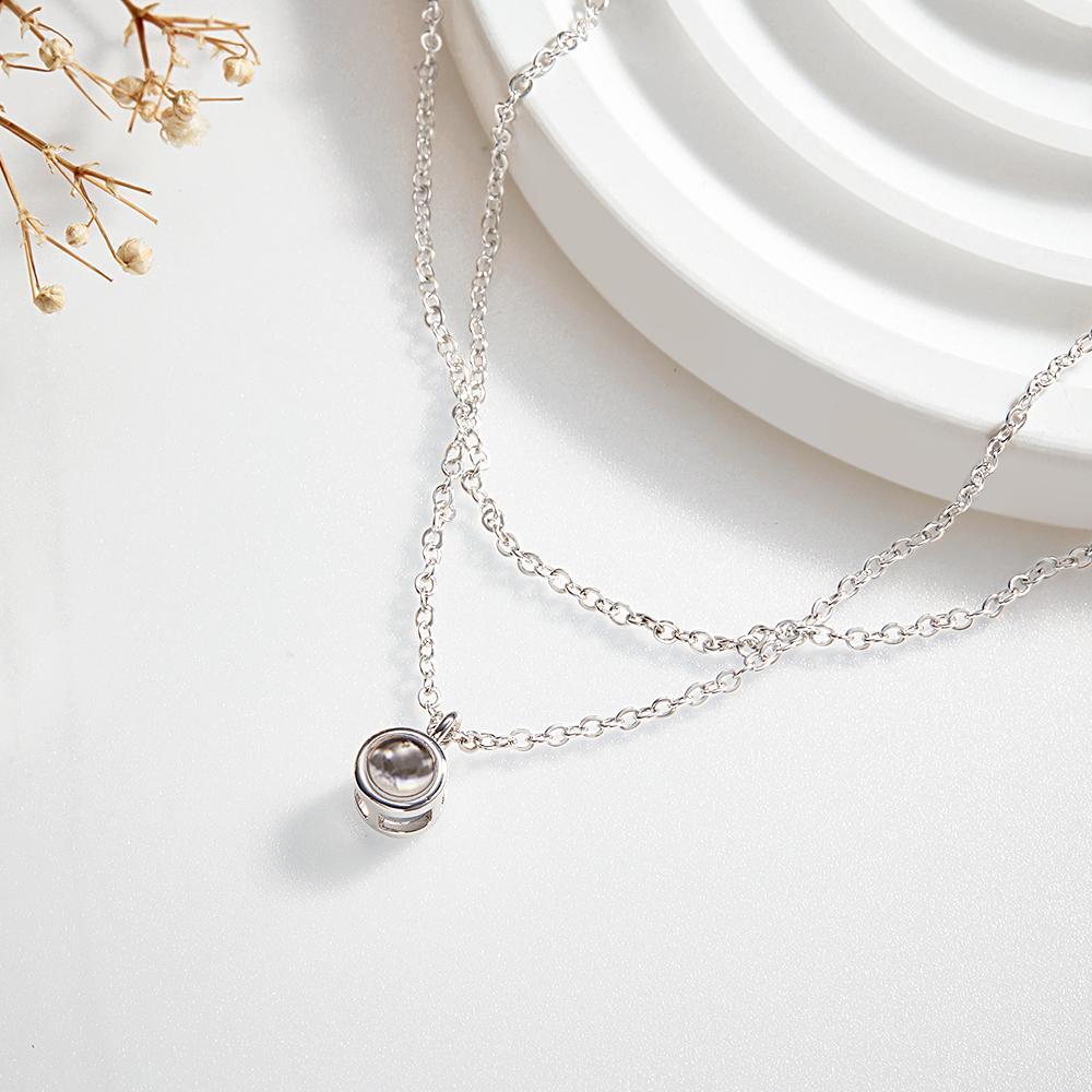 Layered Custom Necklace Personalized Photo Projection Necklace Anniversary Gifts for Her