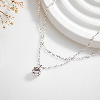 Layered Custom Necklace Personalized Photo Projection Necklace Anniversary Gifts for Her