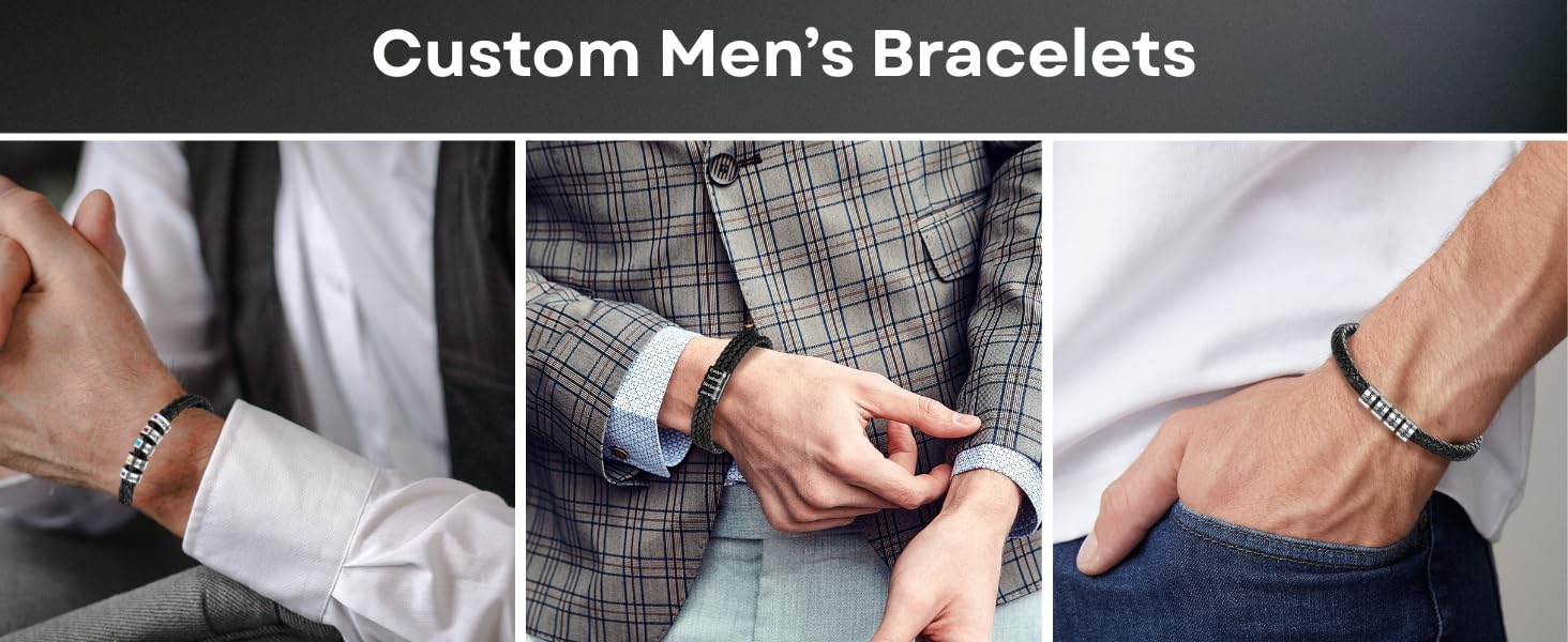 Dyoart Custom Name Bracelet with Birthstones Gifts for Father's Day