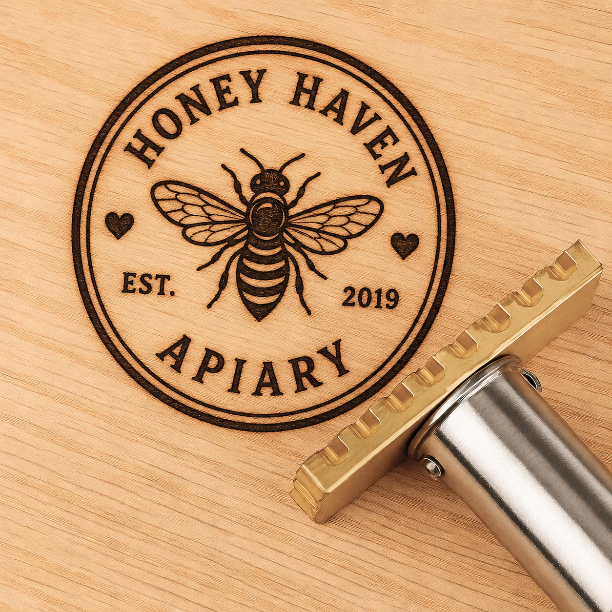 Custom Beekeeper Gift Branding Iron – Honey Bee Logo Stamp for Wood, Leather, Bread & Handmade Crafts