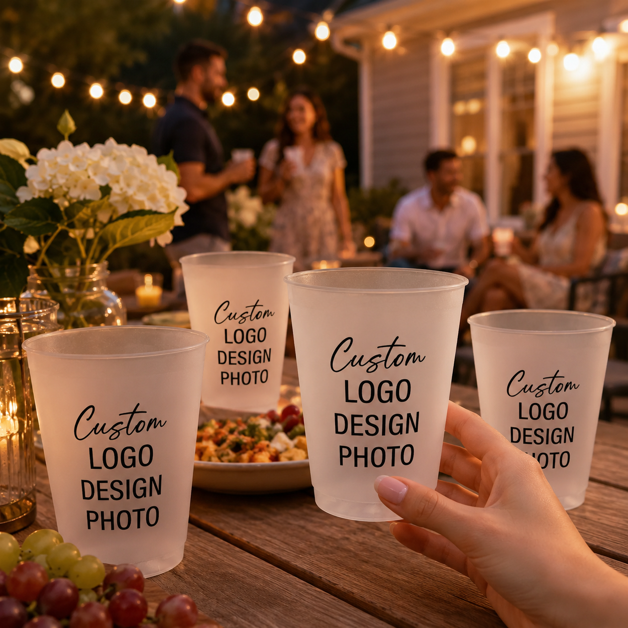Custom Logo Party Cups, Personalized Plastic Cups for Birthdays, Weddings & Holiday Celebrations