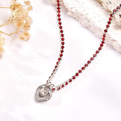 Custom Photo Projection Necklace Heart Tennis Chain Creative Gift