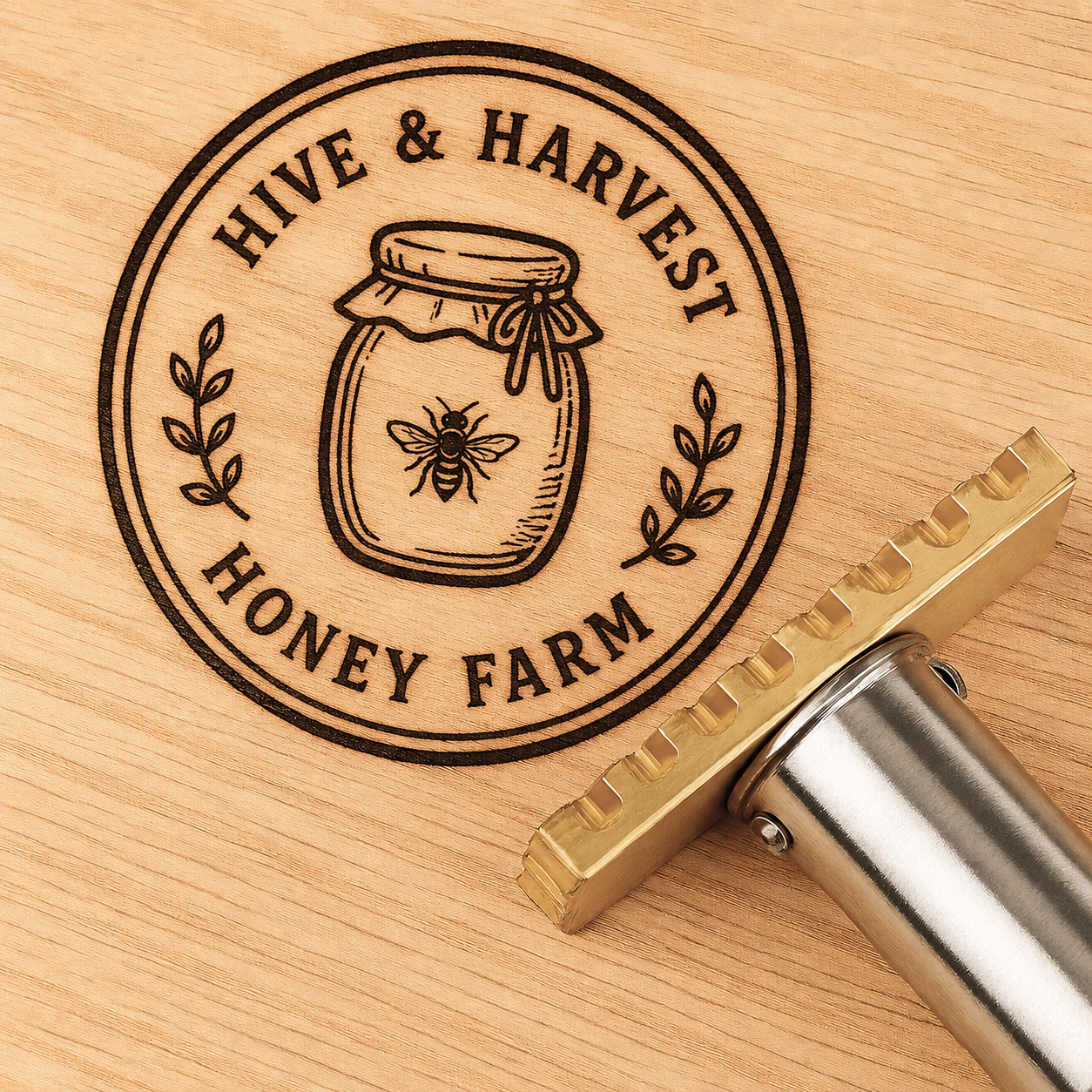 Personalized Bee Logo Branding Iron for Handmade Gifts – Custom Honeycomb Stamp for Craft Sellers