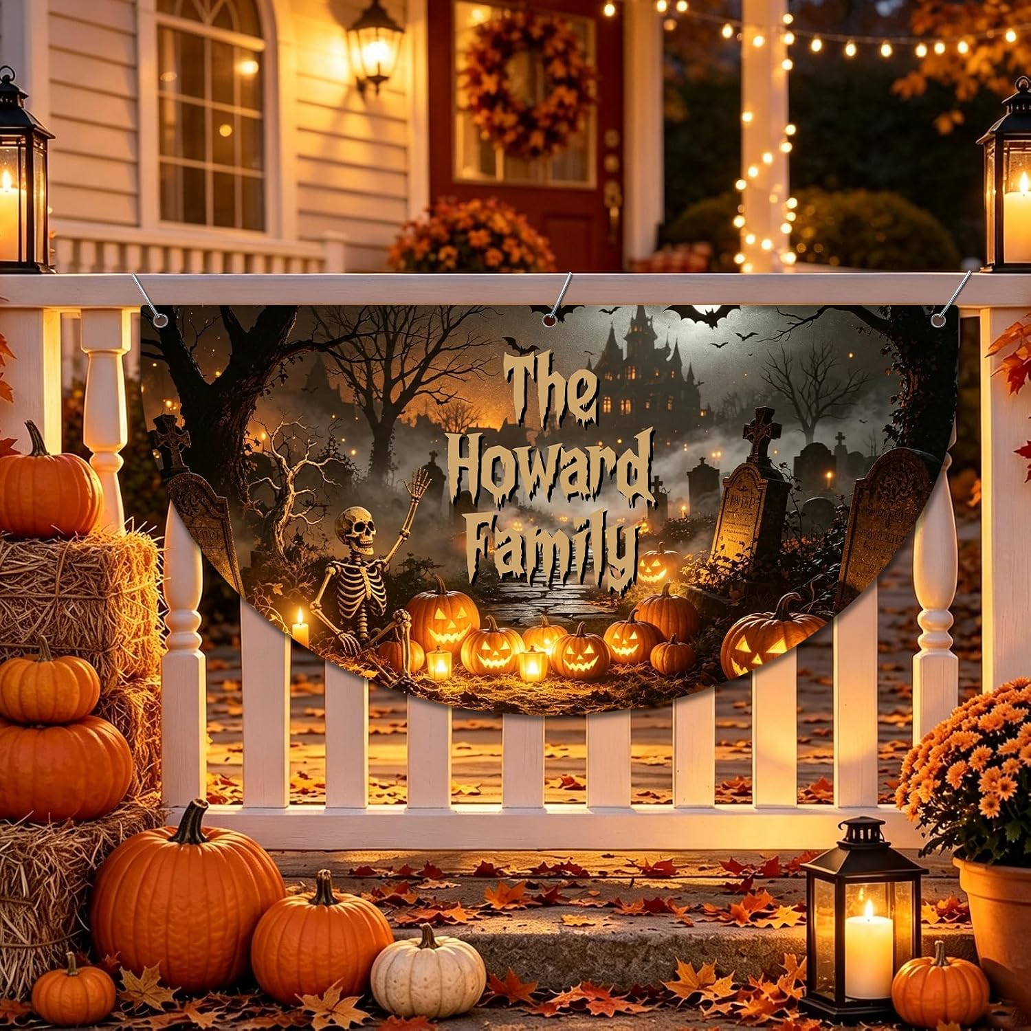 Custom Halloween Banner Personalized Halloween Bunting Party Backdrop for Indoor & Outdoor