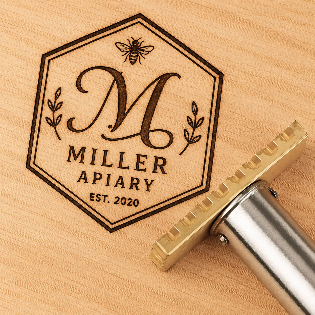 Custom Honey Bee Branding Iron for Wedding Favors – Personalized Beehive Stamp for Rustic Gifts