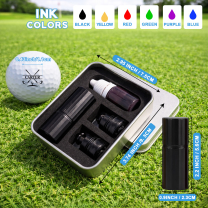 Custom Golf Ball Stamp - Double Sided Personalized 2-in-1 Marker with Name & Icon, Dual Head Reusable Ink Stamper, Water-Proof & Smudge-Free, Ideal Golf Gifts for Men, Dad, Husbands, Golfing Gear