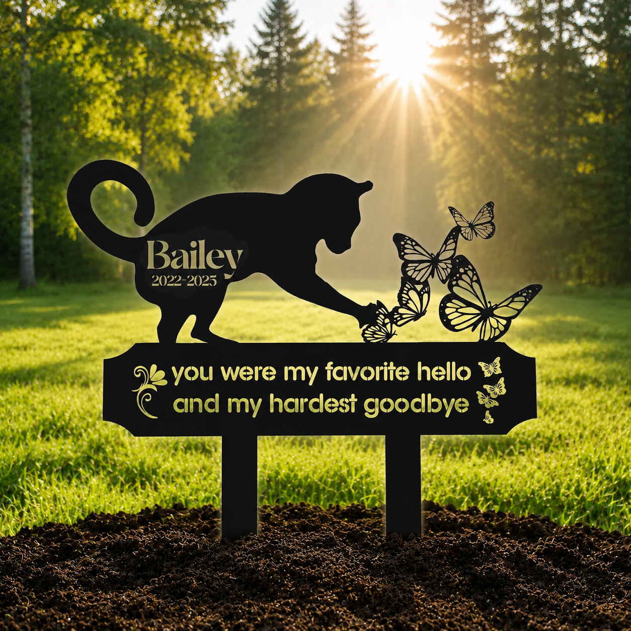 Sleeping Cat Grave Marker – Personalized Outdoor Pet Memorial Stone with Custom Name and Lifespan Dates, Engraved Cat Headstone for Garden or Cemetery, Durable Tombstone for Pet Loss Tribute