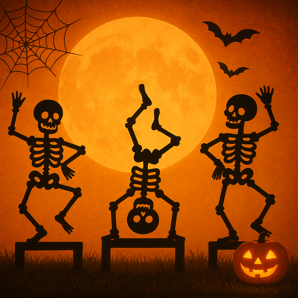 Outdoor Skeleton Halloween Decor, Halloween Outdoor Sign, Halloween Garden Signs, Metal Halloween Yard Stakes, Halloween Sign Skeleton Decor LakeshoreMetalDecor