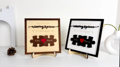 Puzzle Couples Name Sign, Personalized Romantic Gift for Him Her, Valentine Home Decor,Personalized Love Keepsake,Puzzle Love Heart Keychain