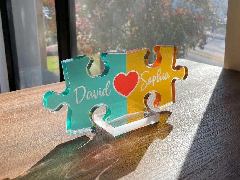 Puzzle Name Sign for Couples Christmas, Romantic Gift for Him Her, Personalized Love Keepsake, Couple Home Decor, Custom Gifts for Couples