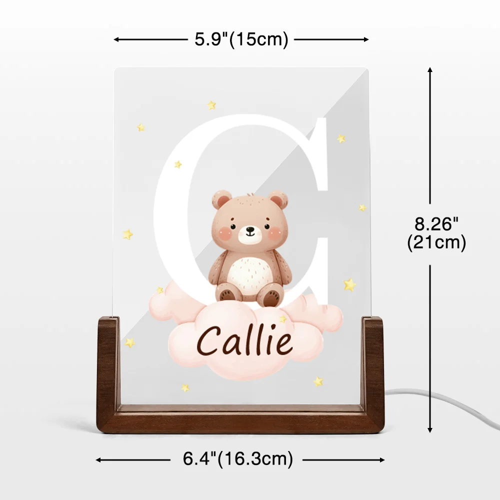 Personalized Baby Room Night Light Cute Forest Animal Acrylic Cloud Star LED Night Light Initial Birthday Children's Day Gift for Boys Girls Christmas Gift