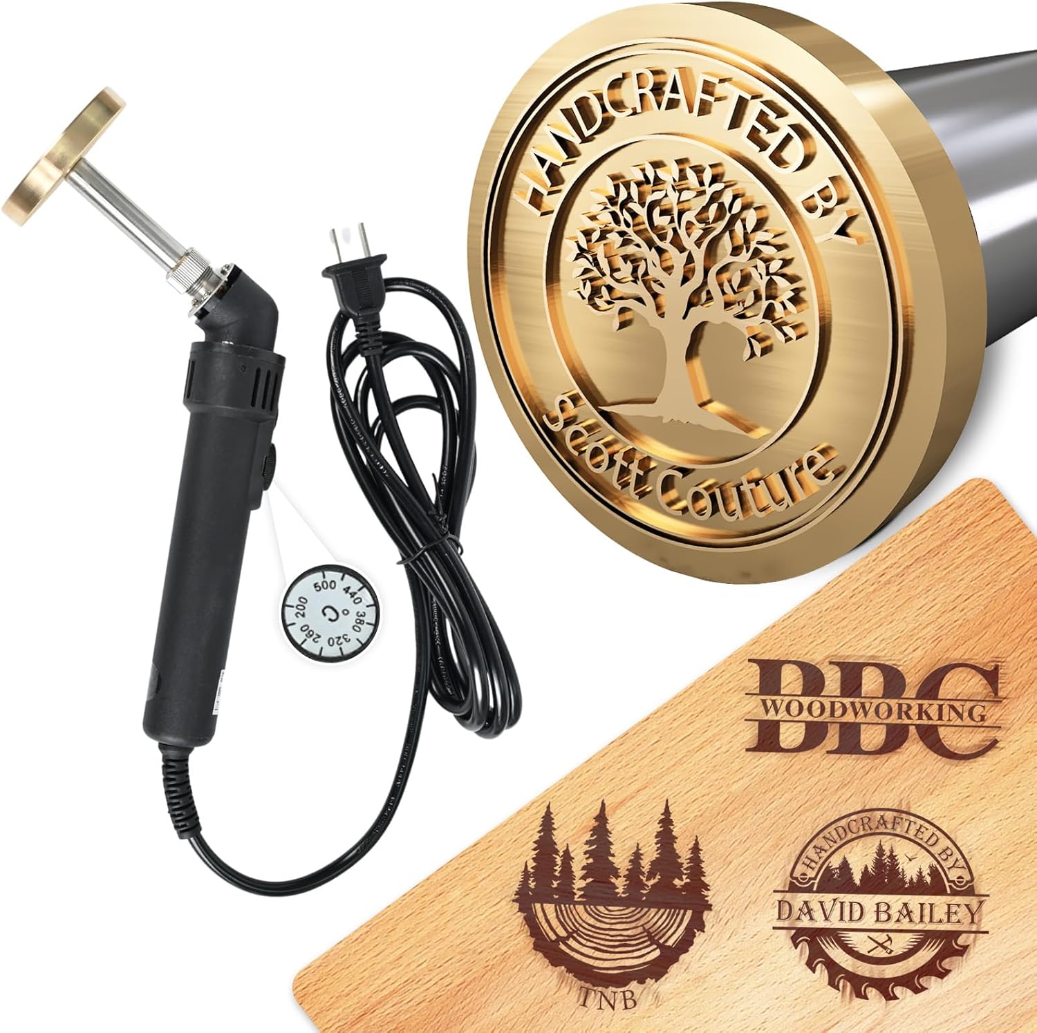 Custom Electric Branding Iron for Wood, Temperature-Controlled Wood Branding Iron Personalized Brass Letter Stamp for Food Leather, Gift for Handcrafter Woodworker Wedding Wood Burning Tool