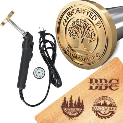 Custom Electric Branding Iron for Wood, Temperature-Controlled Wood Branding Iron Personalized Brass Letter Stamp for Food Leather, Gift for Handcrafter Woodworker Wedding Wood Burning Tool