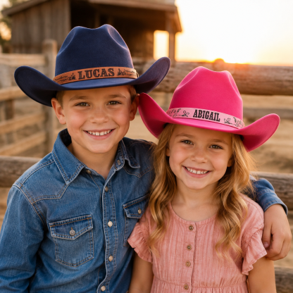 Personalized Cowboy Hat for Toddler Boys Girls, Western Hat for Kids Men Women, Custom Leather Patch Baby Cowgirl Hat