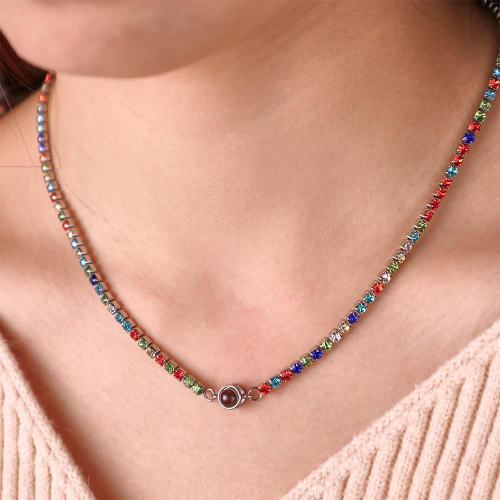 Custom Photo Projection Necklace Fashion Tennis Chain Gift