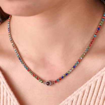 Custom Photo Projection Necklace Fashion Tennis Chain Gift