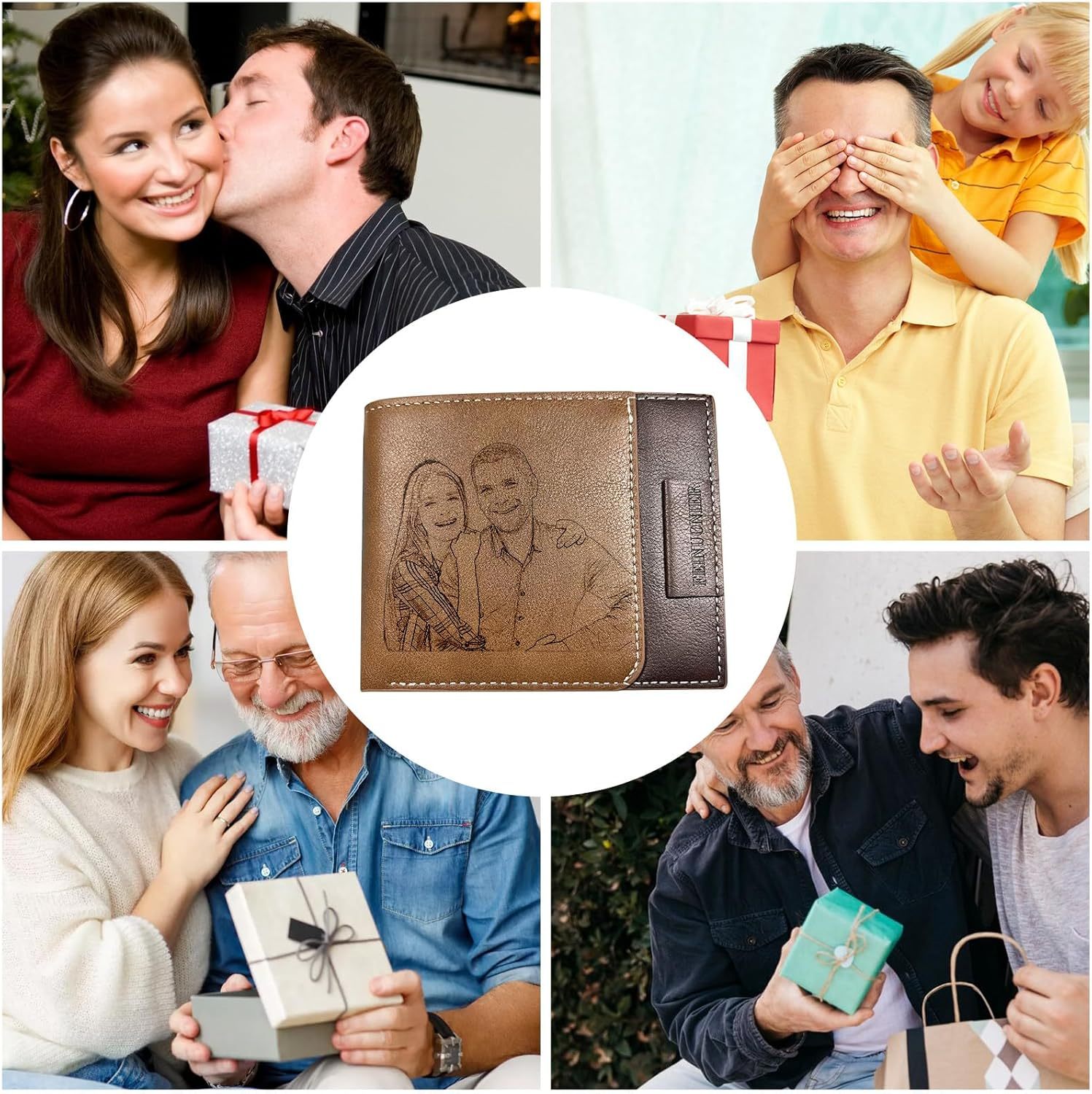 Custom Wallet for Men, Personalized Engraved Men's Wallet, Long Leather Men Wallet with Photo Name for Anniversary Birthday Wedding, Personalized Gifts for Him Dad Husband Groomsman Boyfriend