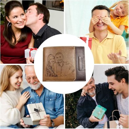 Custom Wallet for Men, Personalized Engraved Men's Wallet, Long Leather Men Wallet with Photo Name for Anniversary Birthday Wedding, Personalized Gifts for Him Dad Husband Groomsman Boyfriend