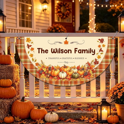 Custom Happy Fall Banner Personalized Thanksgiving Bunting Party Backdrop for Indoor & Outdoor