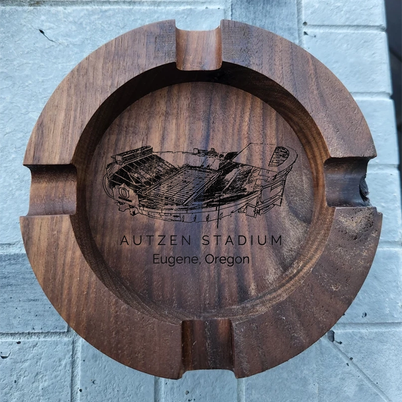 Autzen Stadium Walnut Cigar Ash Tray