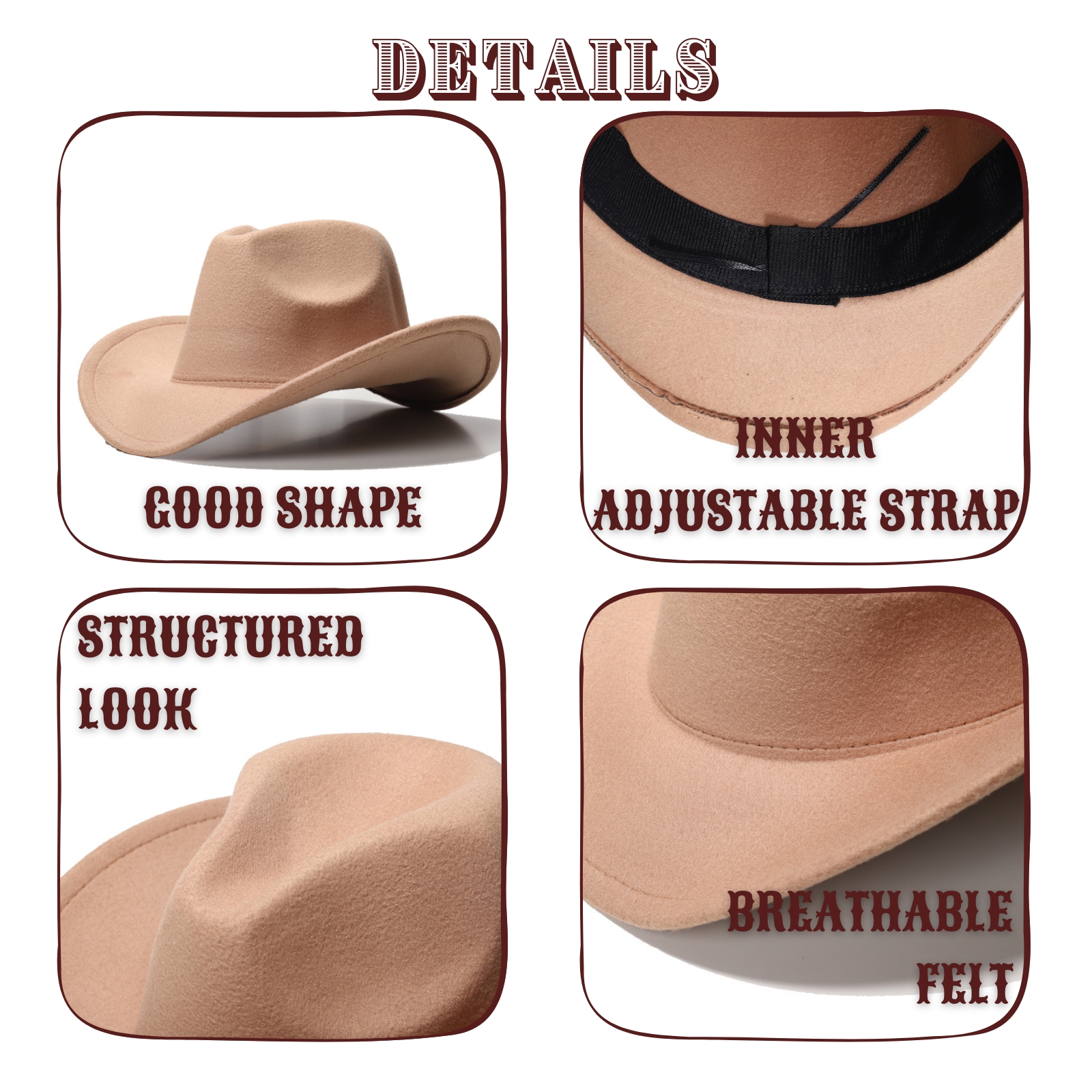 Personalized Toddler Cowboy Hat, Custom Western Hat for Kid Ages 4-8, Leather Hatband Cowgirl Hats for Girls Boys