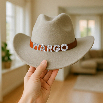 Custom Toddler Cowboy Hat for Kids, Personalized Rhinestone Cowgirl Hat for Girls Boys, Sparkly Cowboy Hat for Women Men