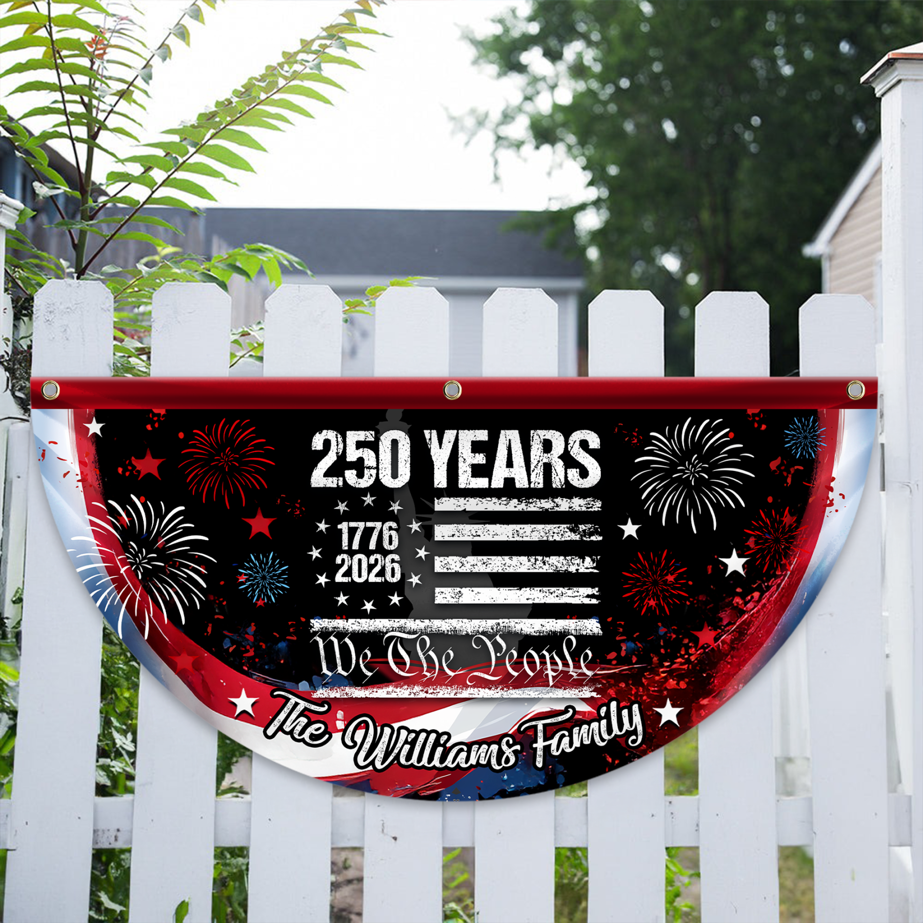 Personalized 250 Years of Freedom America Flag Custom 250 Years USA 250th Birthday 1776-2026 Eagle Non-Pleated Fan Flag USA 250th Anniversary Bunting Flag