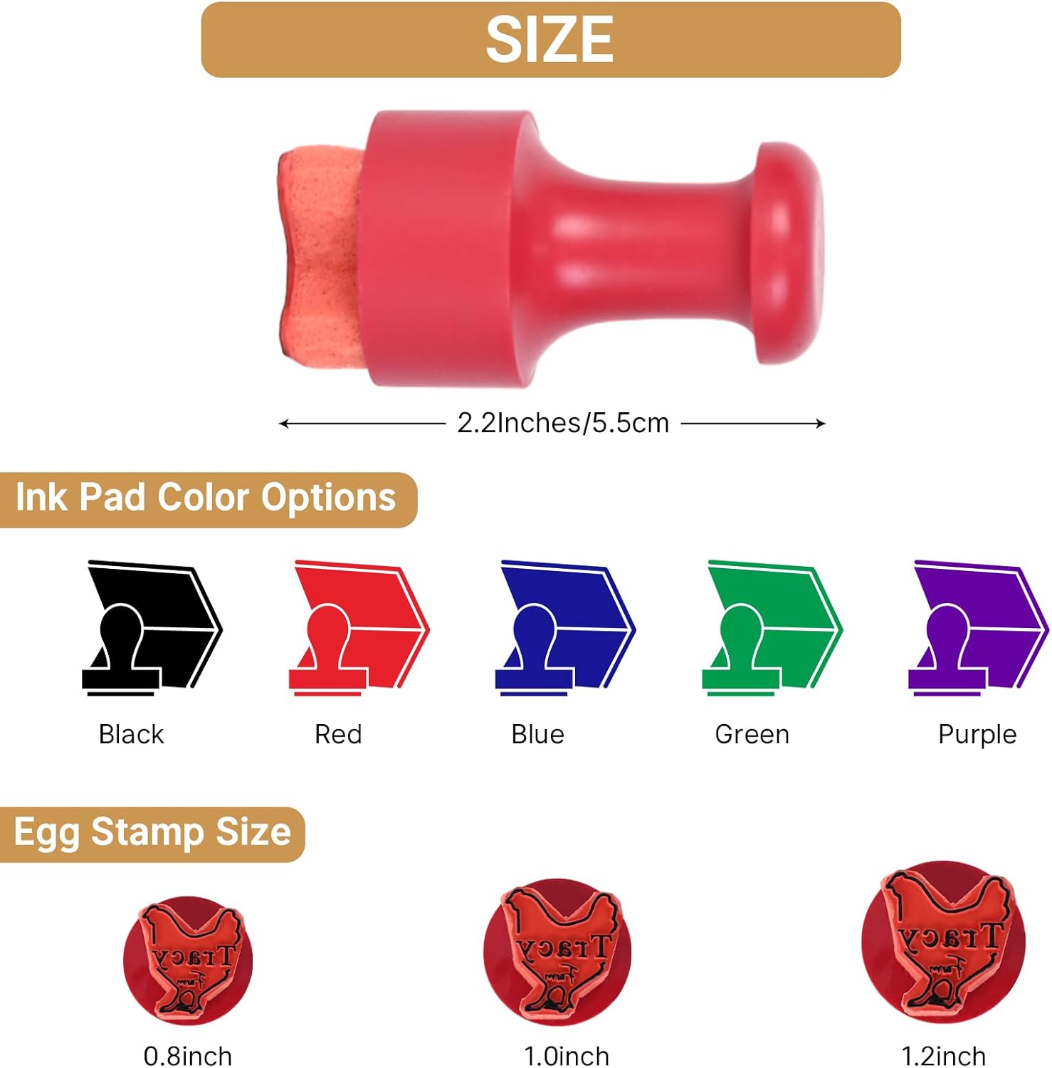 Custom Egg Stamp with Ink Pad ,Personalized for Chicken or Duck Eggs