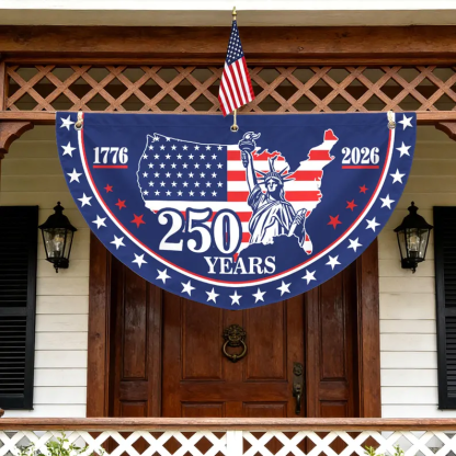 250th Anniversary Fan Flag, 1776-2026 Patriotic Bunting, 4th of July Front Porch Decor