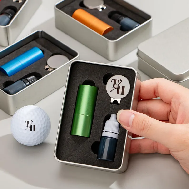 Custom Golf Ball Stamp Set: Personalized Golf Ball Marker Magnetic Hat Clip Set