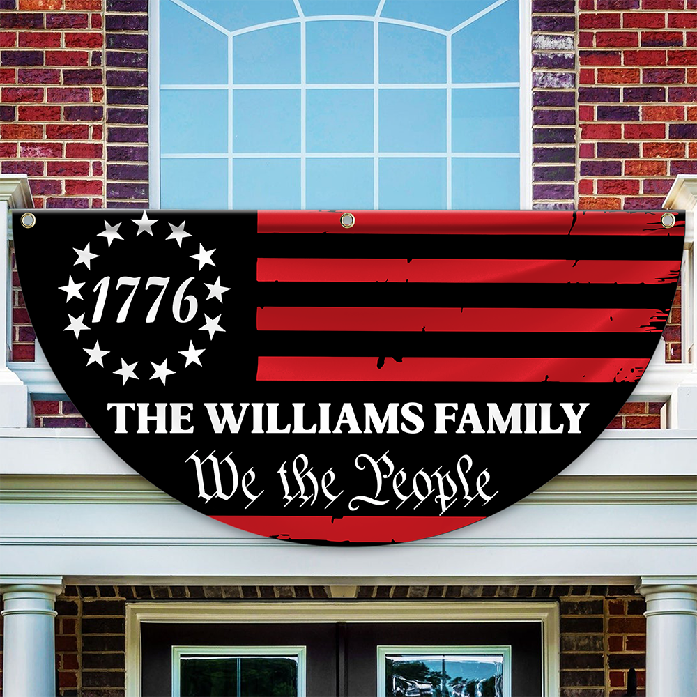 Personalized America 250th Anniversary Bunting Flag Custom Family Name We The People America Non-Pleated Fan Flag