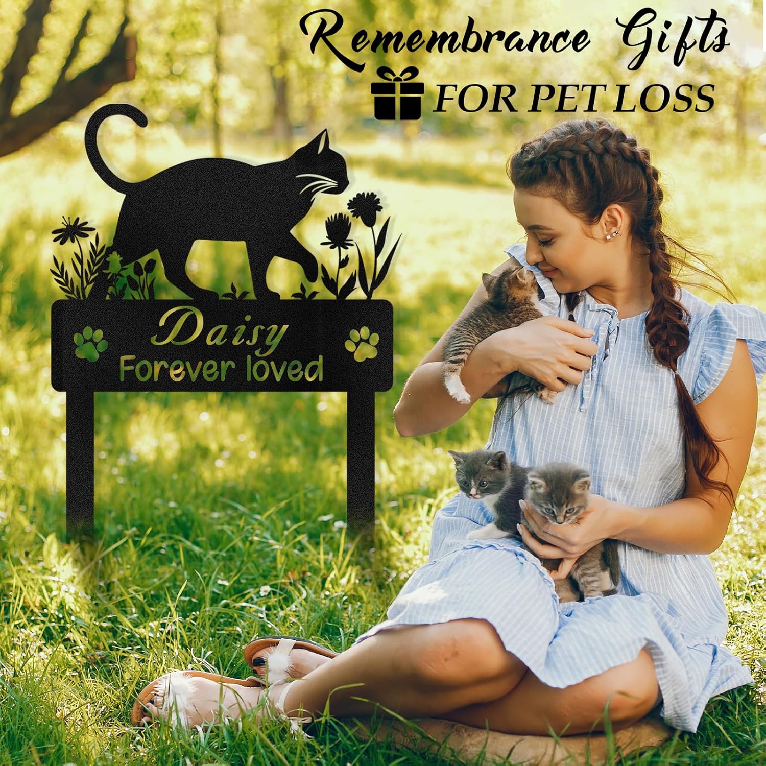 Personalized Pet Memorial Garden Stake, Custom Cat Headstone for Outdoor Decor | Memorial Plaque for Lost Pets-MetalsignX