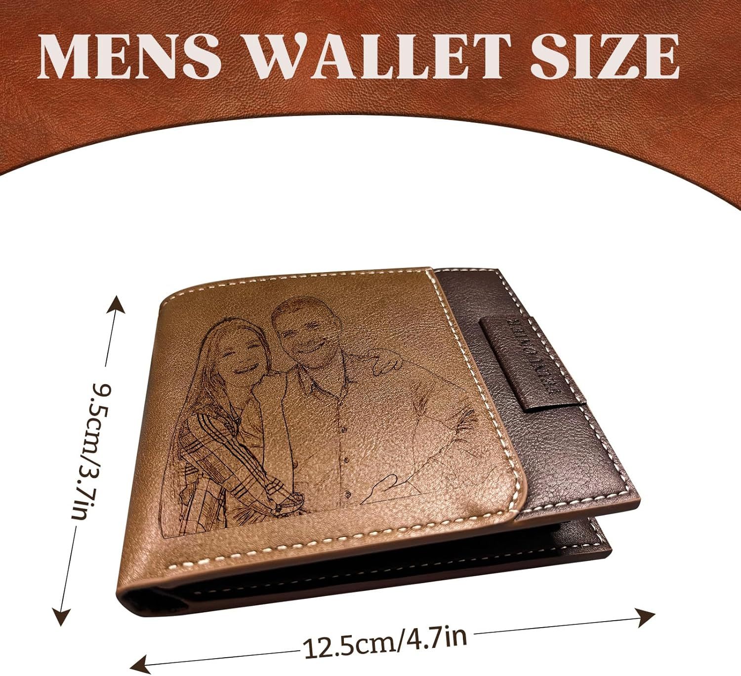 Custom Wallet for Men, Personalized Engraved Men's Wallet, Long Leather Men Wallet with Photo Name for Anniversary Birthday Wedding, Personalized Gifts for Him Dad Husband Groomsman Boyfriend