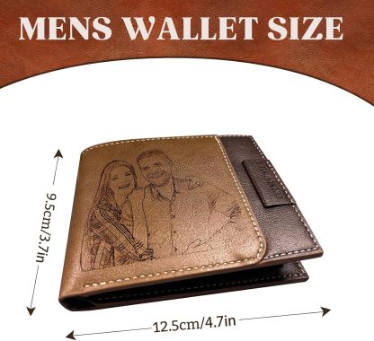 Custom Wallet for Men, Personalized Engraved Men's Wallet, Long Leather Men Wallet with Photo Name for Anniversary Birthday Wedding, Personalized Gifts for Him Dad Husband Groomsman Boyfriend