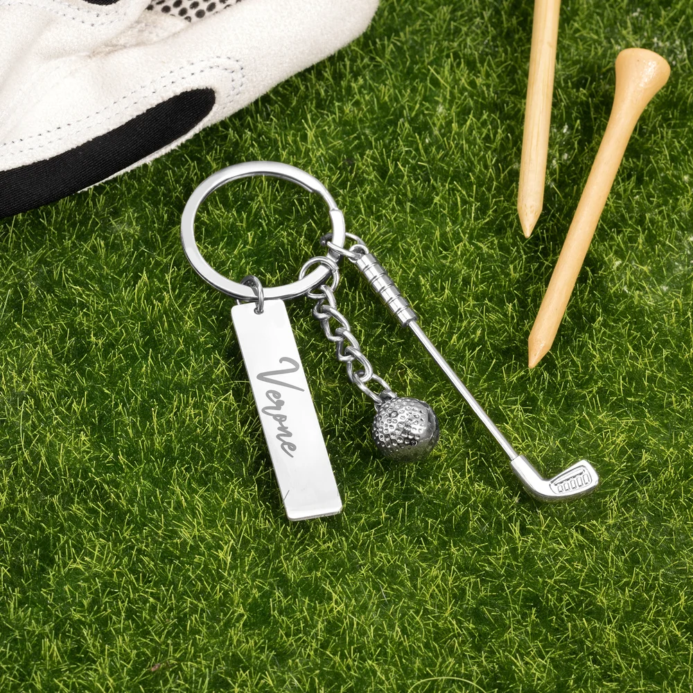 Personalized Golf Ball Clubs Keychain Bag Tag with Engraved Name Anniversary Birthday Club Gift for Golf Lovers