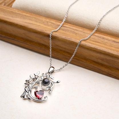 Birthstone Necklace Personalized Photo Projection Necklace I Love You Gifts for Women Wife Mom Anniversary