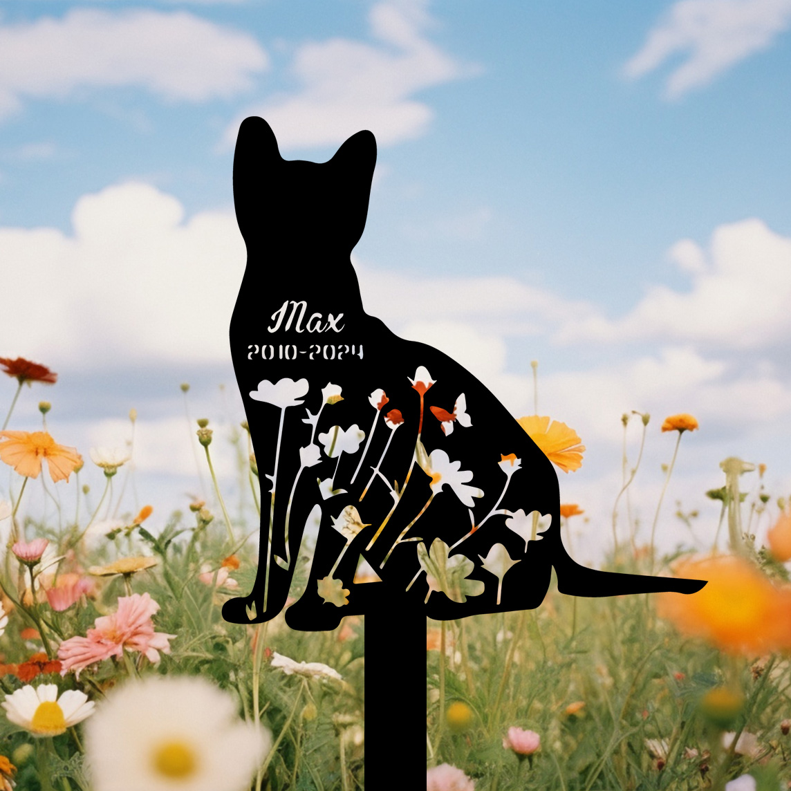 Custom Cat Memorial Stake, Cat Grave Marker, Cat Breed Metal Sign, Pet