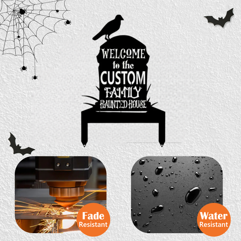 Gravestone Custom Family Name Metal Sign, Halloween, Halloween Sign, Custom Gravestone, Haunted House, Yard Decor, Custom Halloween, Spooky