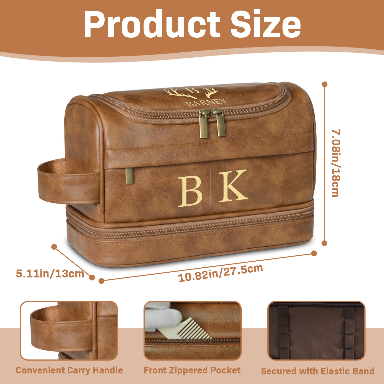 Personalized Men's Leather Toiletry Bag, Dopp Kit, Groomsmen Gifts, Father's Day Gift Travel Toiletry Bag, Men's Leather Accessory