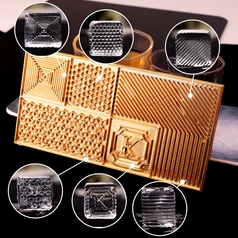 Custom Brass Ice Cube Stamp: Personalized Bar Ice Plate, Branding Tray