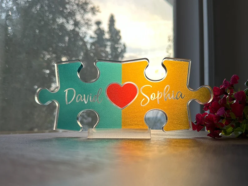 Puzzle Name Sign for Couples Christmas, Romantic Gift for Him Her, Personalized Love Keepsake, Couple Home Decor, Custom Gifts for Couples